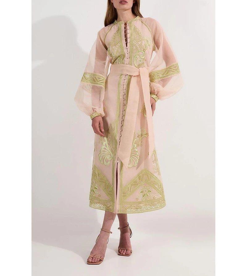 Karen Millen Women's Embroidered Balloon Sleeve Maxi Dress