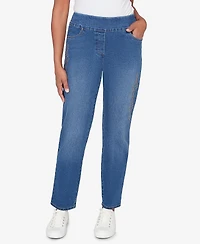 Alfred Dunner Women's Austin Geometric Heat Set Super Stretch Denim Jeans