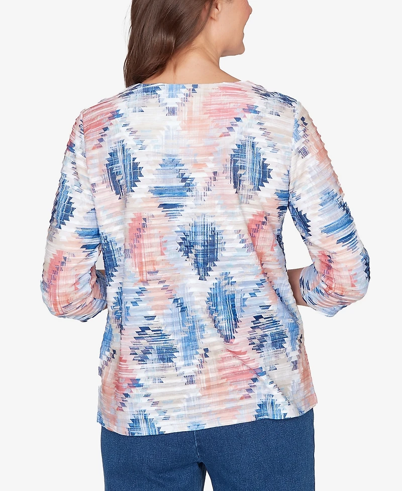Alfred Dunner Women's Austin Aztec Diamond Knit Top