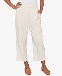 Alfred Dunner Women's Natural Wonder Linen Elastic Waist Ankle Pant