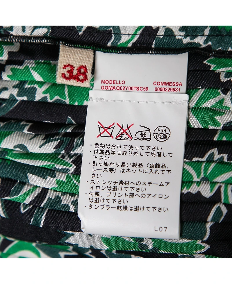 Pre-Owned Marni Women's Fern Floral Print Silk Pleated Midi Skirt