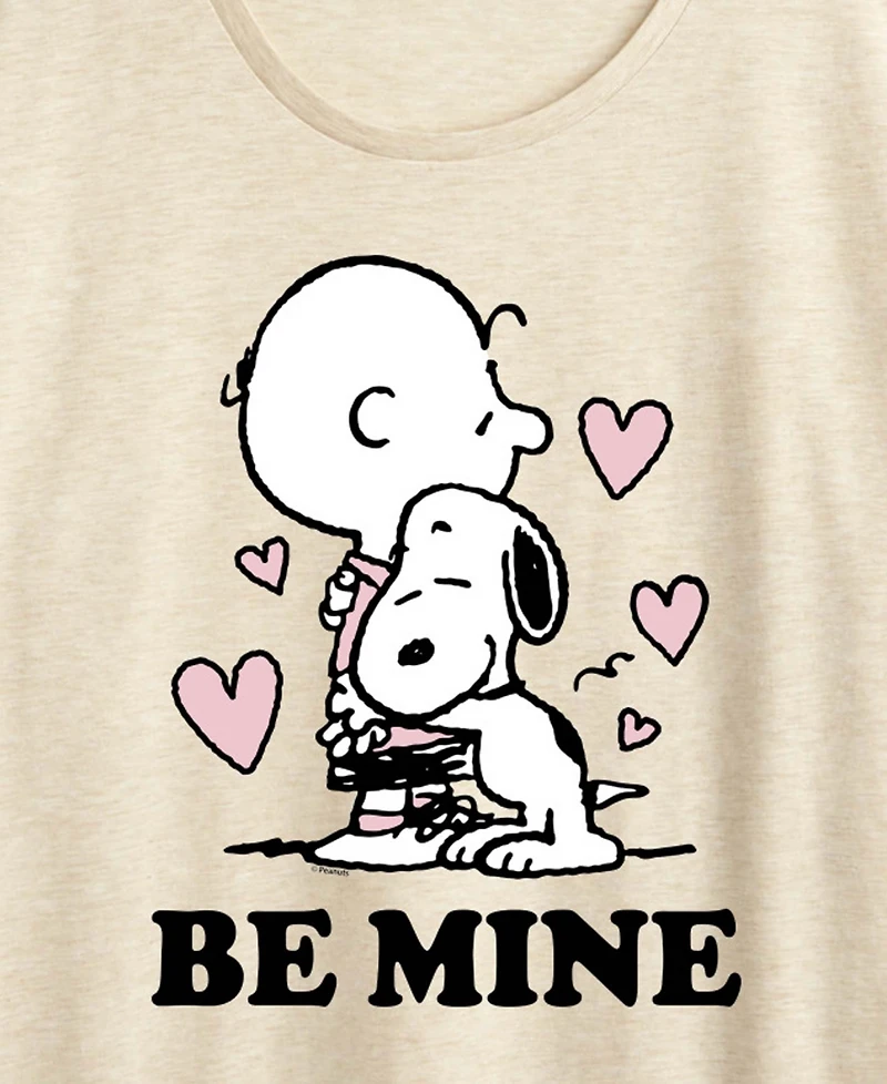 Hybrid Apparel Women's Peanuts Snoopy And Charlie Be Mine Short Sleeve Graphic T-Shirt
