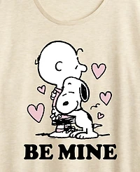 Hybrid Apparel Women's Peanuts Snoopy And Charlie Be Mine Short Sleeve Graphic T-Shirt
