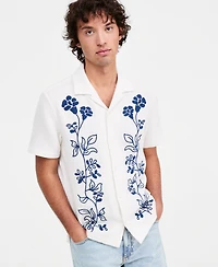 Sun + Stone Men's Floral Embroidered Cotton Camp Shirt, Macy's Exclusive
