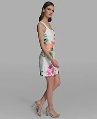 Karl Lagerfeld Paris Women's Floral Print Sleeveless Sheath Dress