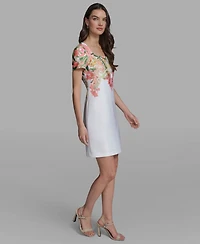 Karl Lagerfeld Paris Women's Floral Border Square Neck Dress