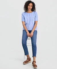 Style & Co Women's Printed Lace-Trim Knit Top, Macy's Exclusive