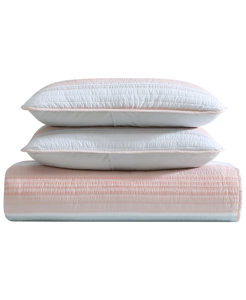 Beatrice Home Fashions Coralinn Stripe 3-Pc. Quilt Set