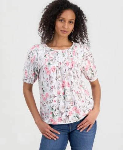 Style Co Womens Printed Lace Trimmed Knit Top Macys Exclusive