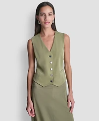 Dkny Women's Sleeveless V-Neck Arid Pique Vest