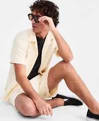 Sun Stone Mens Dock Knit Boucle Camp Shirt Short Sleeve T Shirt Matching Boucle Shorts Macys Exclusive
