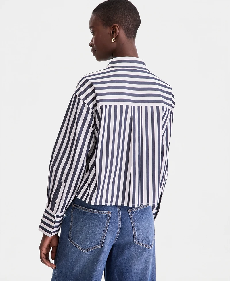 On 34th Women's Cropped Cotton Poplin Shirt, Macy's Exclusive