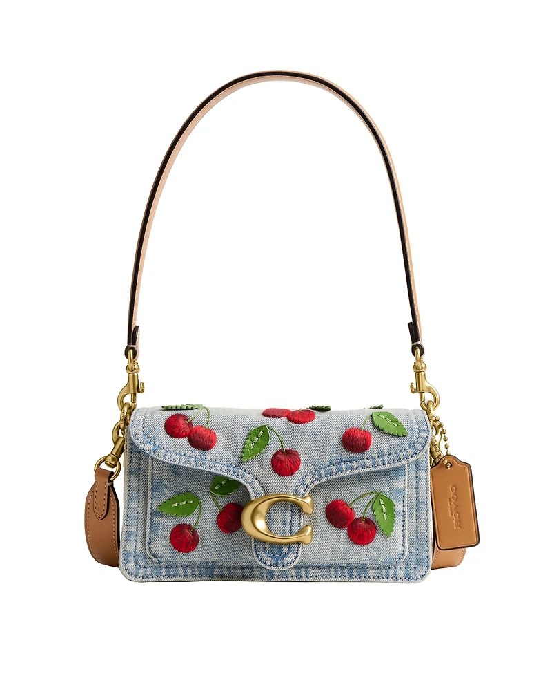 Coach Cherry Embroidered Denim Tabby Mini Shoulder Bag