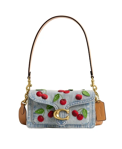 Coach Cherry Embroidered Denim Tabby Mini Shoulder Bag