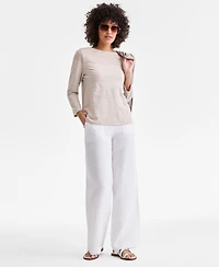 Charter Club Women's 100% Linen Wide-Leg Sailor Pants, Macy's Exclusive
