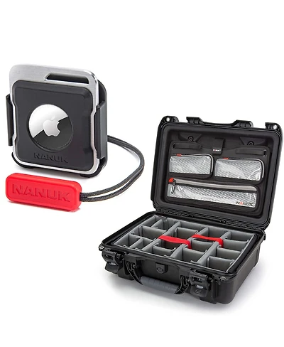 Nanuk 925 Waterproof Hard Case with Lid Organizer and Padded Divider, Bundle with AirTag Holder