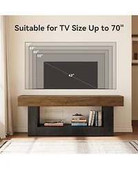 Tribesigns Tv Stand for Tvs Up to 70 Inches, 63 Inches Media TV Console, Entertainment Center with U-Shaped Pedestal & Open Storage Shelf