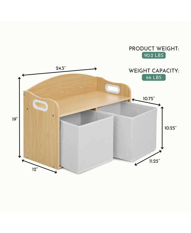 evolur Playthings Storage Bench - Kids' with Top Seat & Hidden