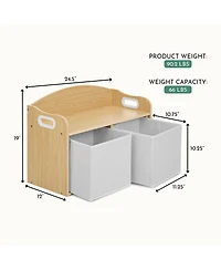 evolur Playthings Storage Bench - Kids' with Top Seat & Hidden