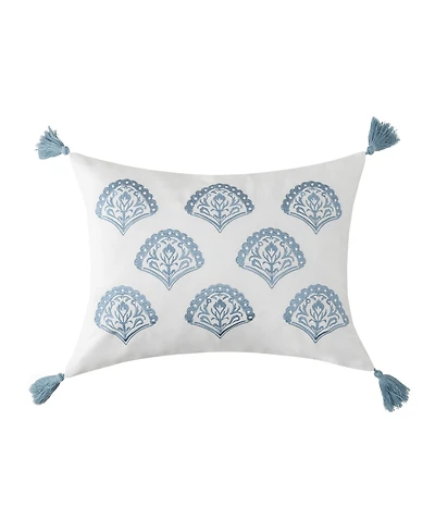 Levtex Home Cabana Stripe Embroidered Tassel Decorative Pillow, 14" x 18"