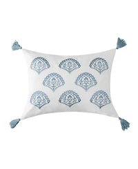 Levtex Home Cabana Stripe Embroidered Tassel Decorative Pillow, 14" x 18"