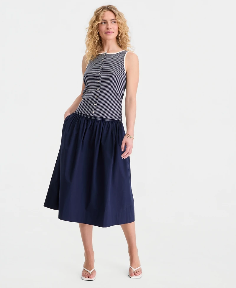 On 34th Women's Thin Stripe Rib Button-Up Tank Top, Macy's Exclusive