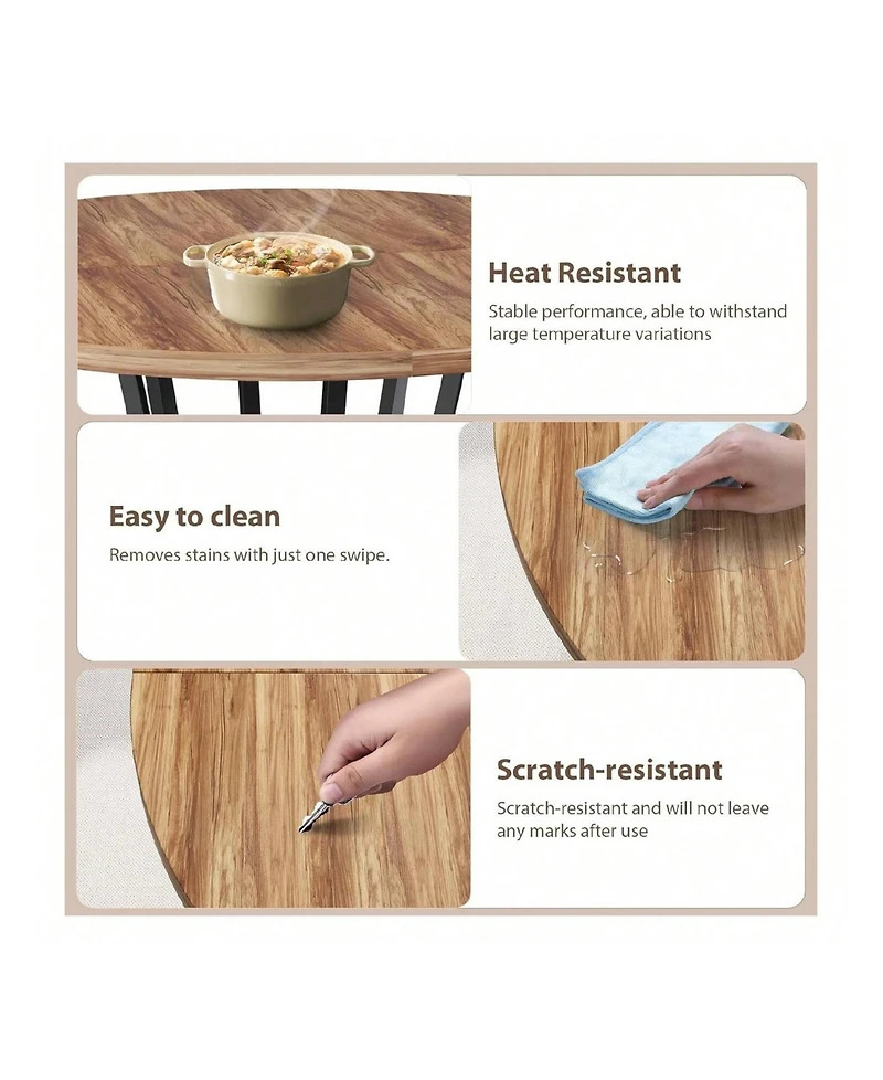 gaomon Kitchen Round Farmhouse Dining Table For 4 To 6 People Rustic Wood Kitchen Table for Dining Room