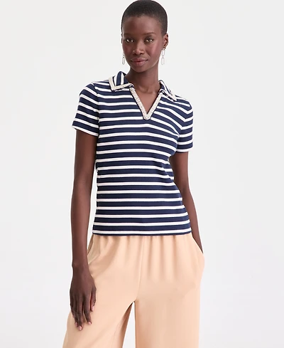 On 34th Women's Embellished Rib Polo Top, Macy's Exclusive