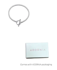 Adornia Silver Crystal Toggle Tennis Bracelet