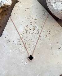 Adornia Rose Gold Cz Black Clover Necklace