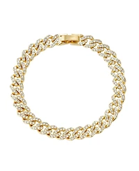 Adornia Gold Crystal 8mm Curb Chain Bracelet