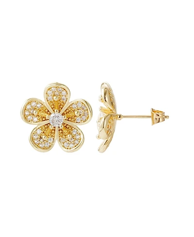 Adornia Gold Cz Flower Stud Earrings