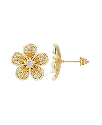Adornia Gold Cz Flower Stud Earrings