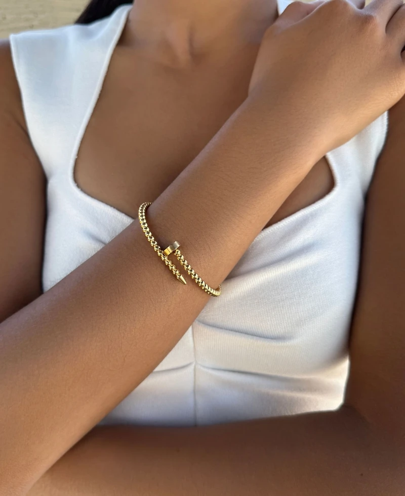 Adornia Tarnish Resistant Gold Beaded Nail Cuff Bracelet