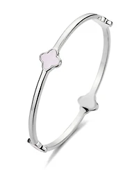 Adornia Silver Mother of Pearl Clover Bangle Bracelet