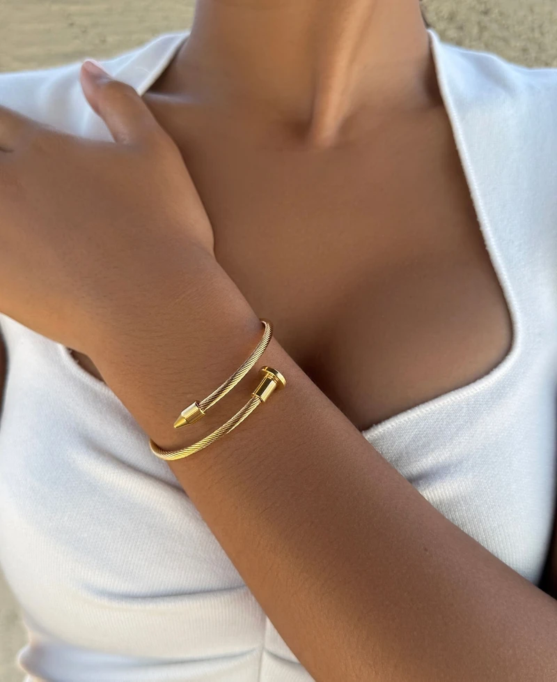 Adornia Tarnish Resistant Gold Nail Head Wrap Cuff Bracelet