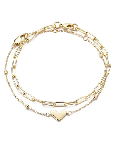 Adornia Gold Chain and Heart Bracelet Set