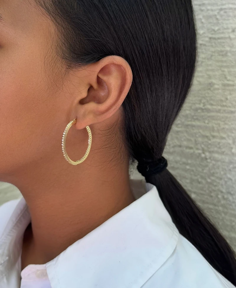 Adornia Gold Cz Infinity and Plain Hoop Earring Set