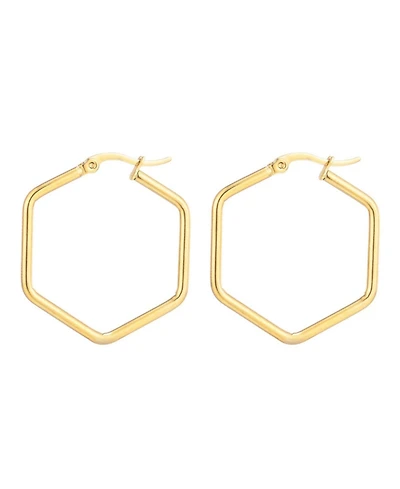 Adornia Tarnish Resistant Gold Hexagon Hoop Earrings