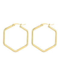 Adornia Tarnish Resistant Gold Hexagon Hoop Earrings