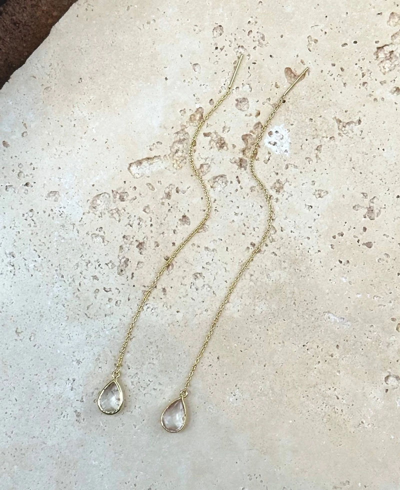 Adornia Gold Clear Crystal Threader Earrings