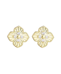 Adornia Gold Cz Pointed Prismatic Clover Stud Earrings