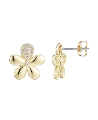 Adornia Gold Cz Flower Petal Stud Earrings