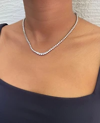 Adornia Silver Crystal Bezeled Tennis Necklace
