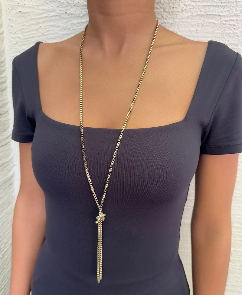 Adornia Gold 30" Knotted Box Chain Lariat Necklace