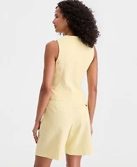 On 34th Women's Linen Blend V-Neck Button-Front Vest, Macy's Exclusive