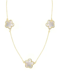 Adornia Gold Mother of Pearl 36" 5-Leaf Clover Station Necklace