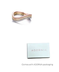 Adornia Cz Tri-Color Curved Eternity Band Nesting Ring Set