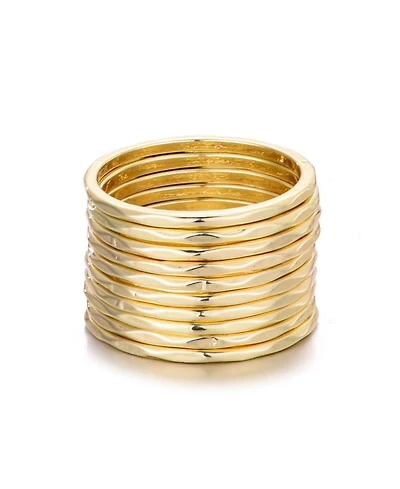 Adornia Gold 10- Ring Hammered Band Set