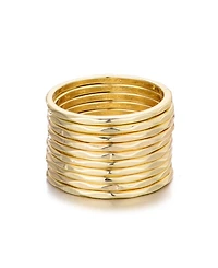 Adornia Gold 10- Ring Hammered Band Set